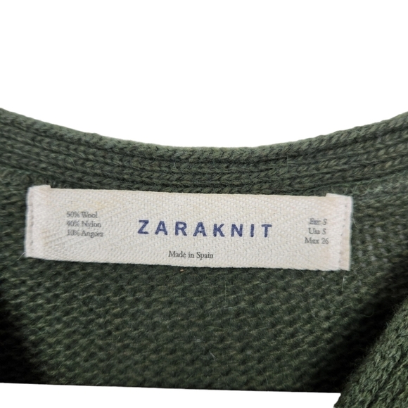 Zara Knit Olive Green Wool Blend Sweater Dress Women's Size Small - Picture 9 of 9